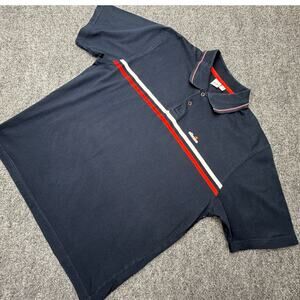 Vintage Ellesse Polo Shirt Mens XL Navy Red White Stripe Hong Kong 90s